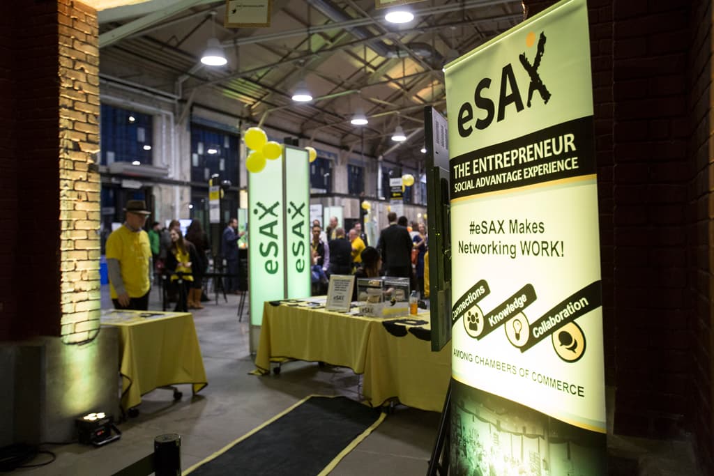 The eSAX entrance banner at a previous tradeshow